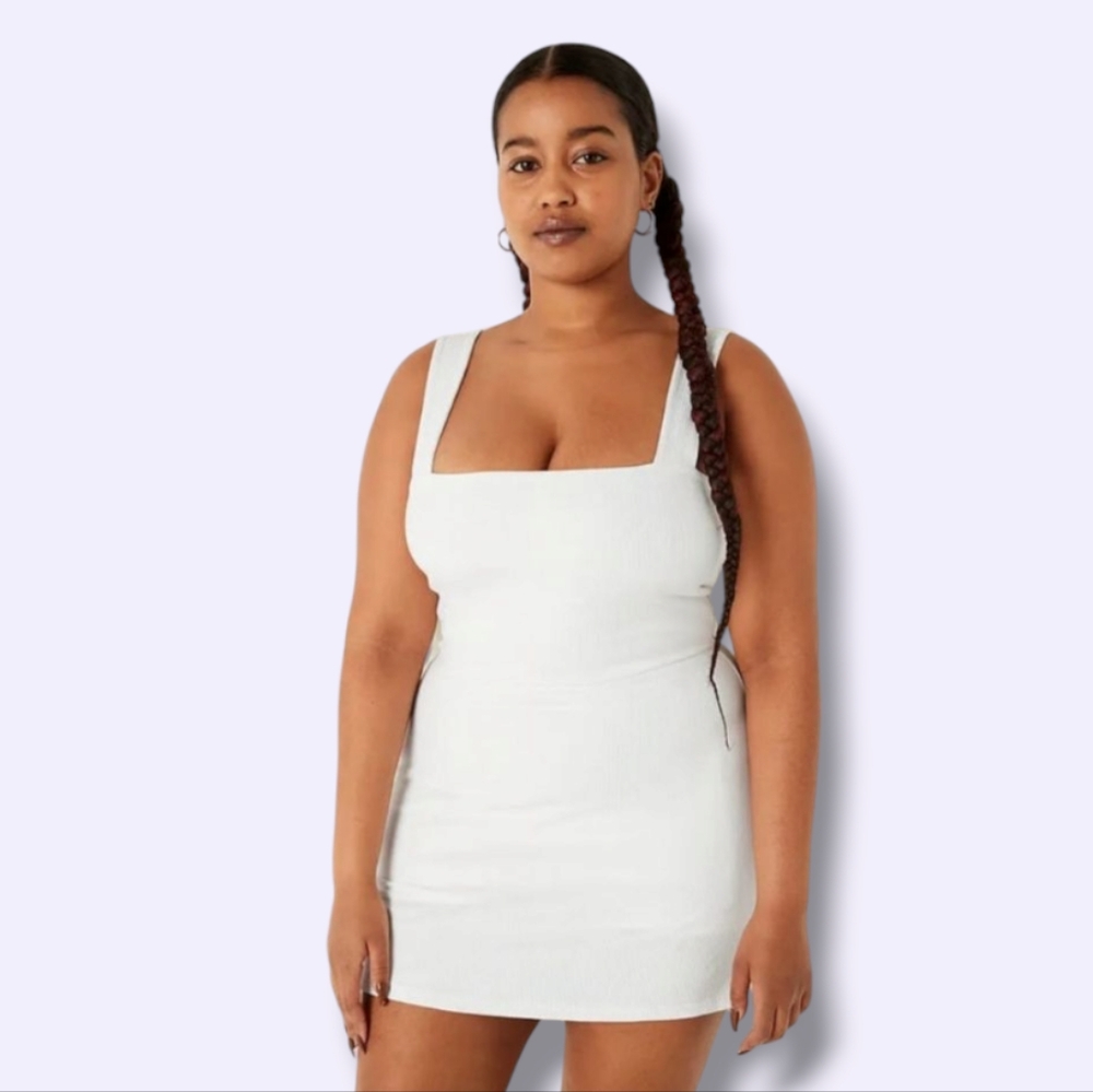 White Square Neck Mini Dress